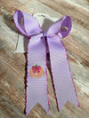 Lilac & pink border embroidered Fall hair bow