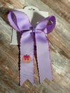 Lilac & pink border embroidered Fall hair bow