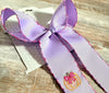 Lilac & pink border embroidered Fall hair bow