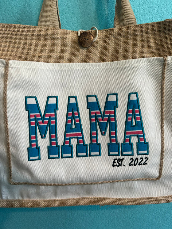 Burlap MAMA bag